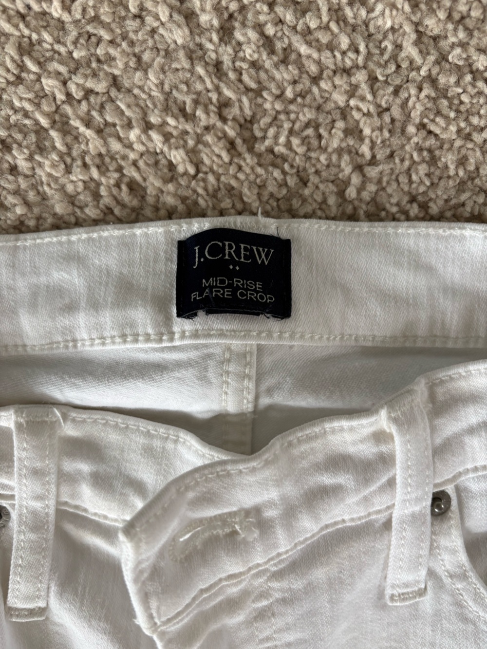 J. Crew White Mid-Rise Flare Crop Jeans - Clean White Denim